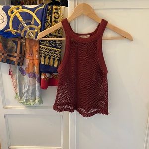 Urban Outfitters Burgundy Red Mesh Blouse Top